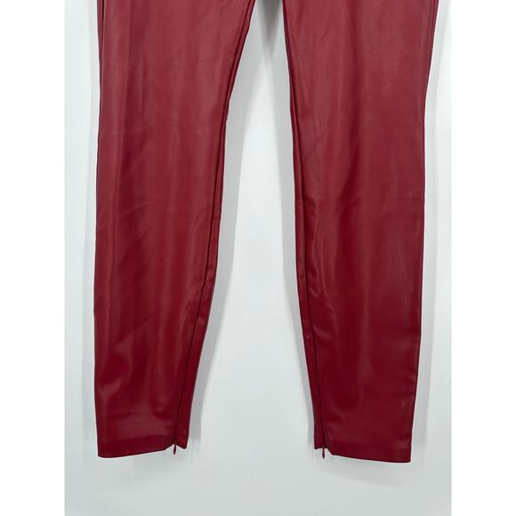 ZARA Faux Leather Leggings High Rise Ankle Zip Pants Red, Bloggers Fav Burgundy - Picture 8 of 13